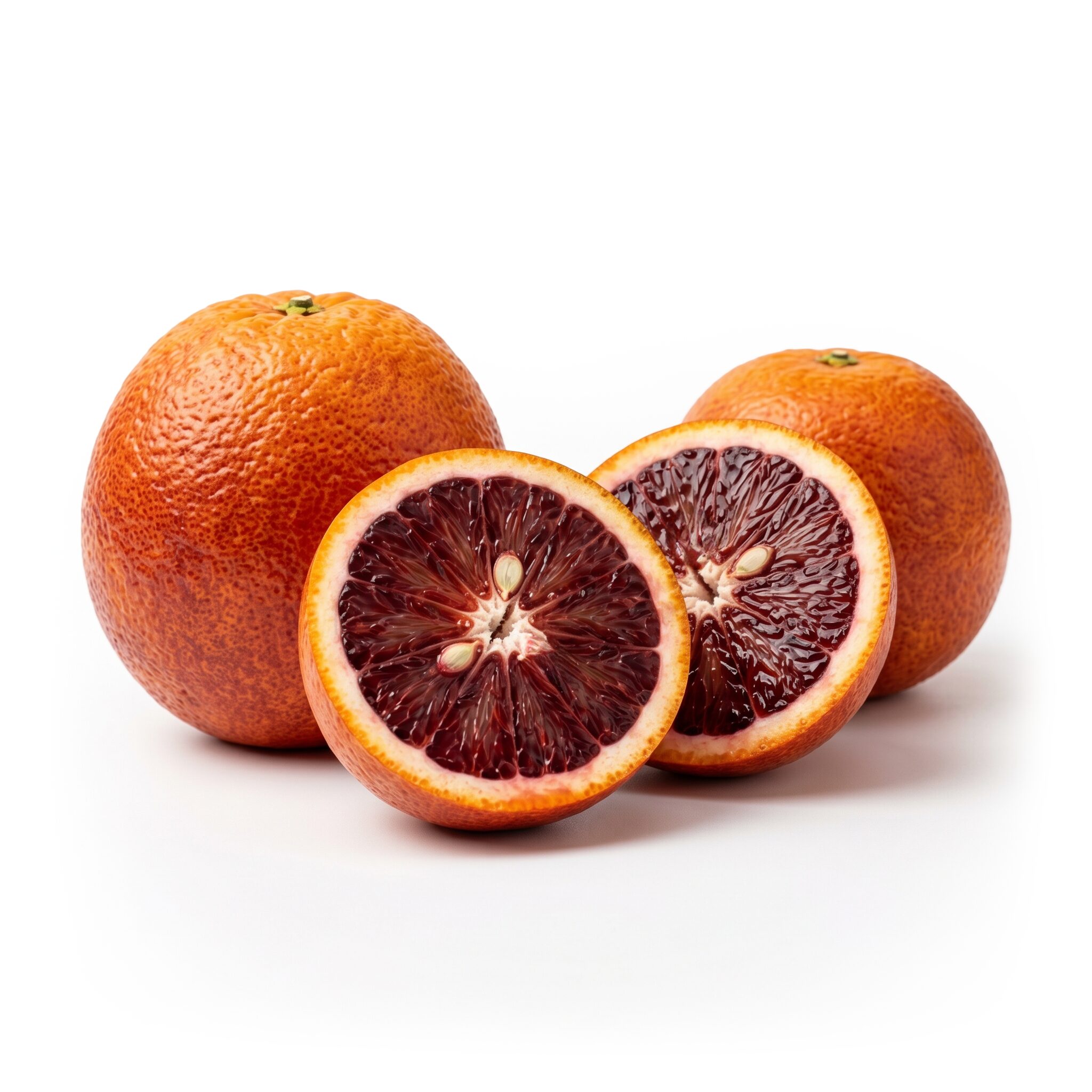 Arance Moro di Sicilia Cat. 1: arancia rossa intensamente pigmentata, dolce-acidula, ricca di antociani. Coltivata alle pendici dell'Etna. Disponibile da dicembre a febbraio.